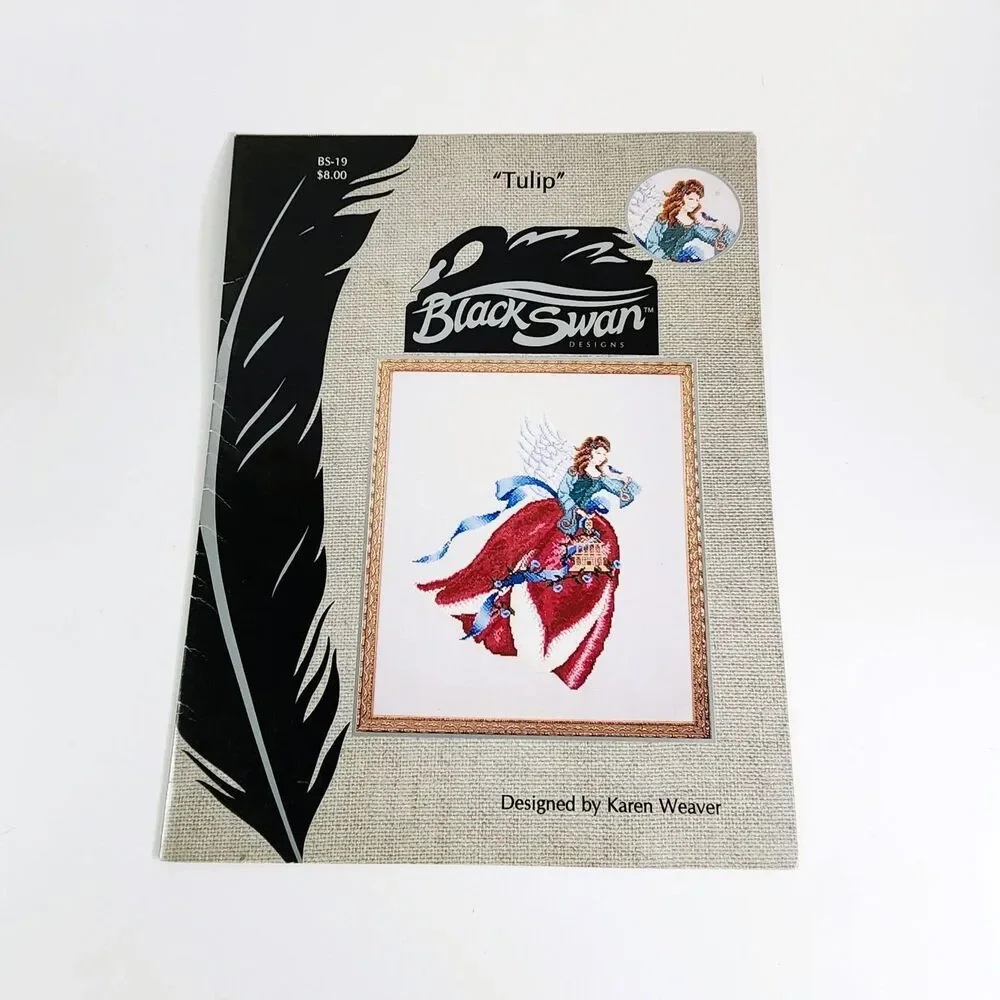 Black Swan Cross Stitch Pattern TULIP Retired Flower Angel Series VTG Weaver